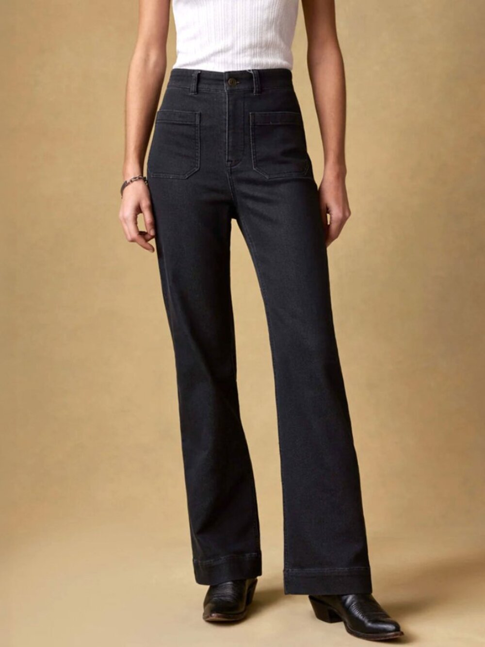 Faherty Black Stretch Terry Patch Pocket Pants Size 28